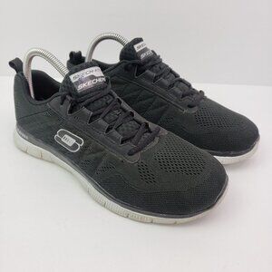 Skechers Skech Knit Womens Size 10 Black White Flex Sole Sneaker Shoes SN 11729
